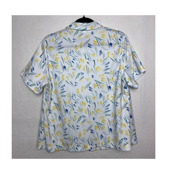 Sears Women's Vintage Perma-Prest Short Sleeve Button Up Abstract Blouse Size 42 - Picture 7 of 9
